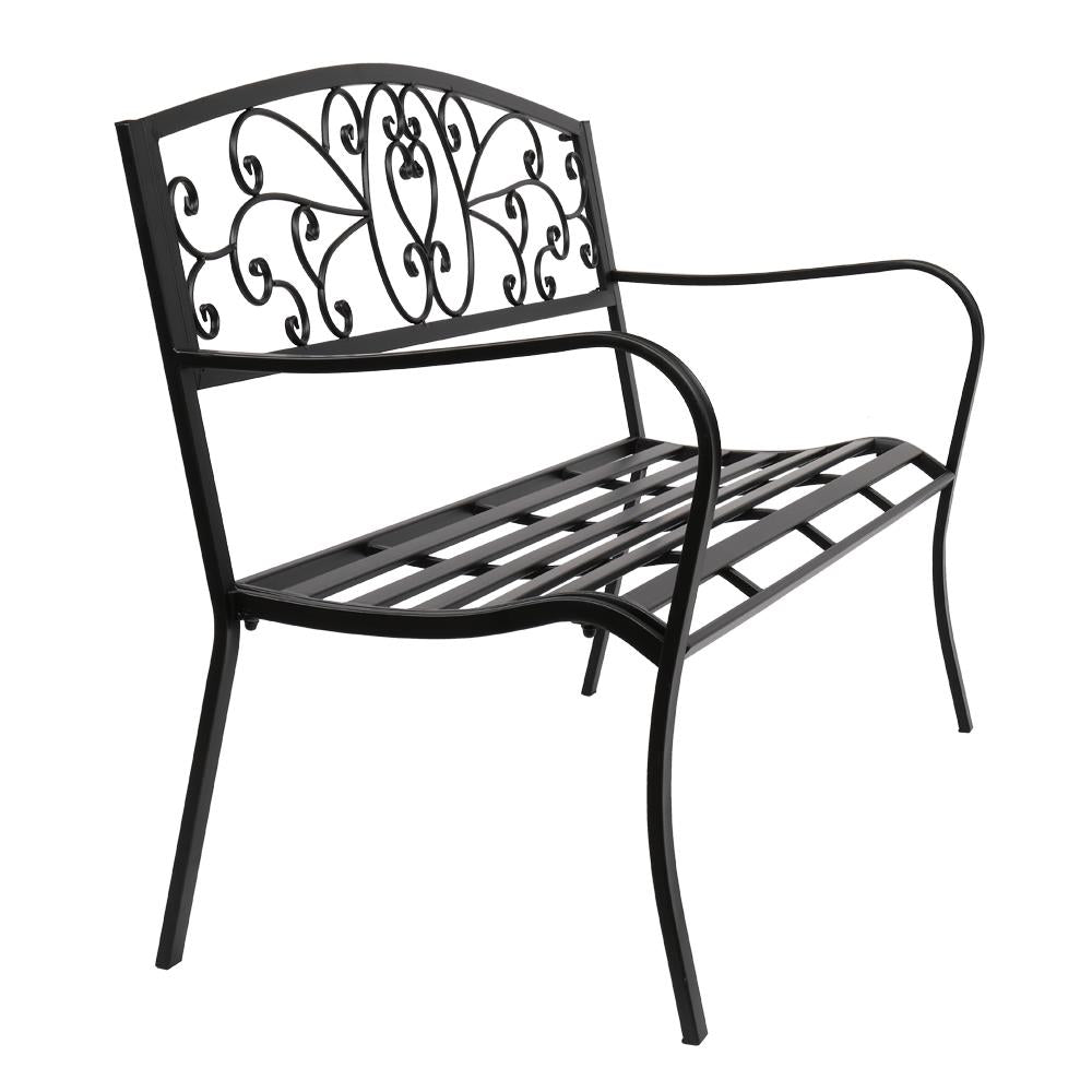 UBesGoo Outdoor Park Patio Courtyard 51" Leisure Iron Bench, Garden Bench, Black