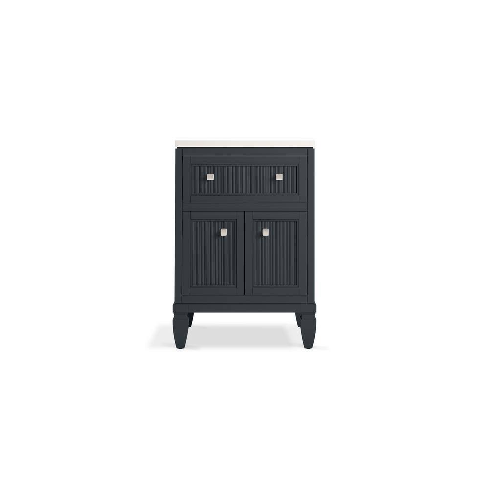 KOHLER Hearthaven 24.5625 in. W x 18.0625 in. D x 35.8125 in. H Bathroom Vanity in Slate Grey with Quartz Top K-33535-ASB-1WX