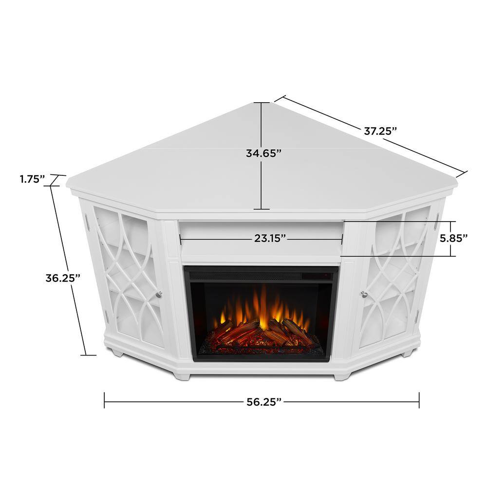 Real Flame Lynette 56 in. Corner Electric Fireplace in White 1750E-W