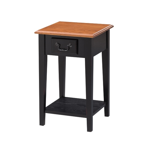 Leick Home 9041-MED One Drawer Square Side Table with Shelf， Medium Oak