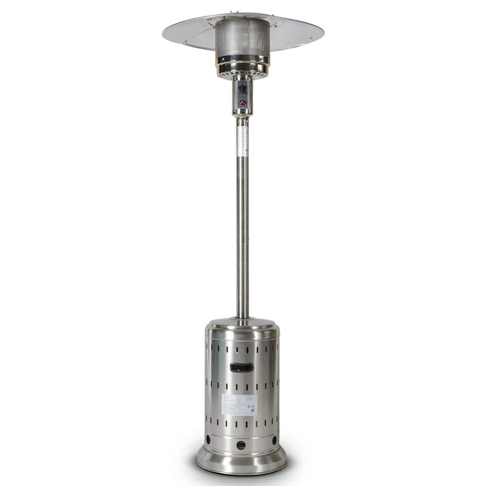 itapo 46000 BTU Stainless Steel Propane Patio Heater with Two Smooth-rolling, Black Cover S-D59308362