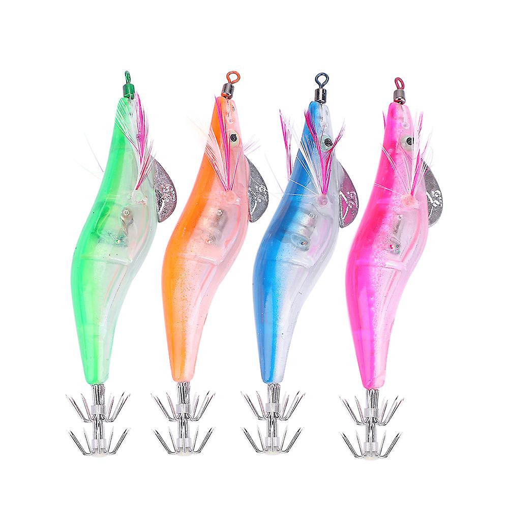 10cm 4 Colors Electric Luminous Bionic Shrimp Shape Saltwater Squid Fishing Lures