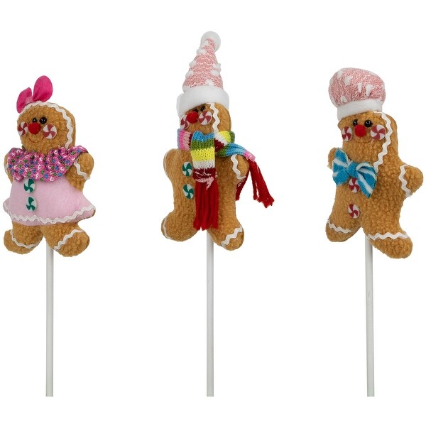 Set of 3 Plush Gingerbread Christmas Picks 10