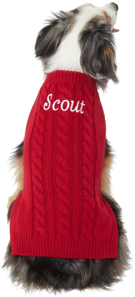 Frisco Personalized Dog and Cat Cable Knitted Sweater