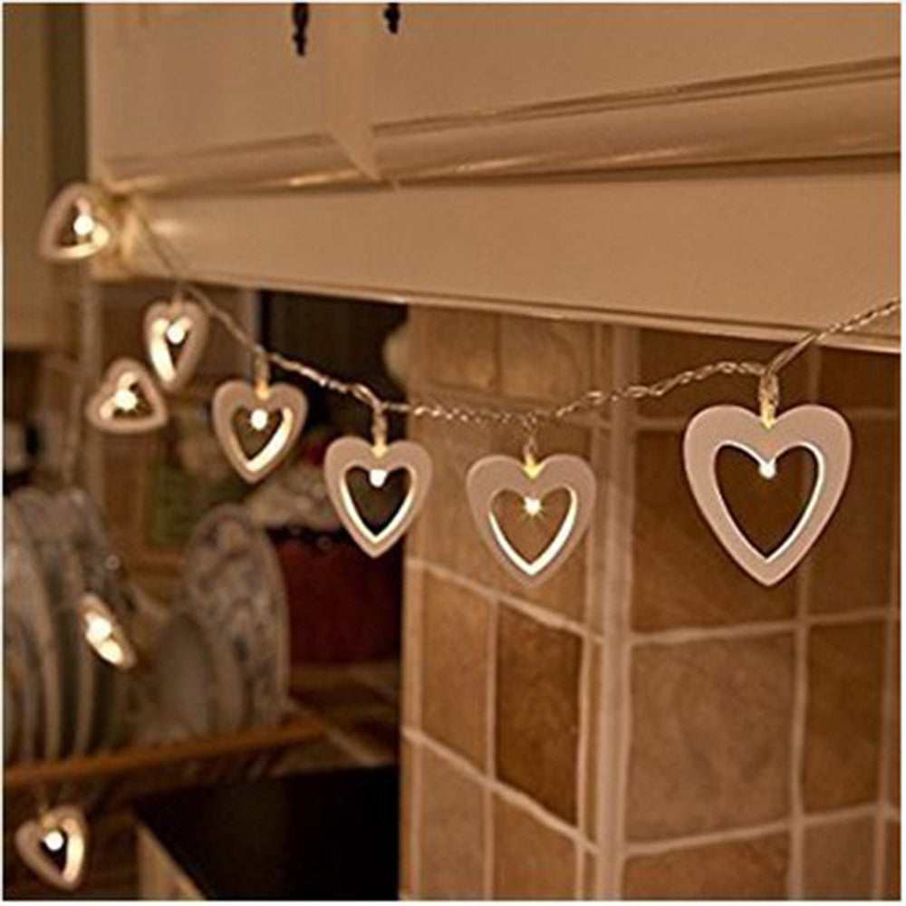 Creative Wooden Heart LED String Lights Christmas Love Decor Wedding Party Decor Led lights for bedroom outdoor floor lamp pendant DIY Wedding Party Bedroom Terrace(Multicolor)