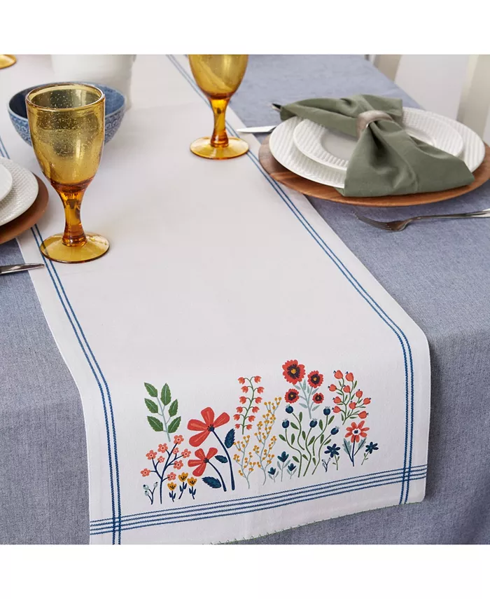 Design Imports Flower Garden Embellished Table Runner 14 x 72