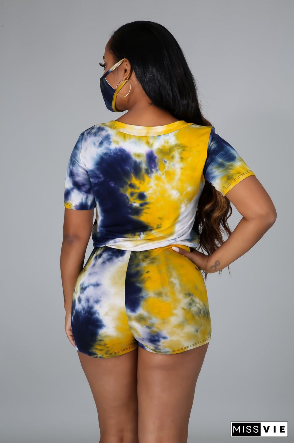 Sexy Fashion Digital Printing Short-Sleeved V-Neck Jumpsuit