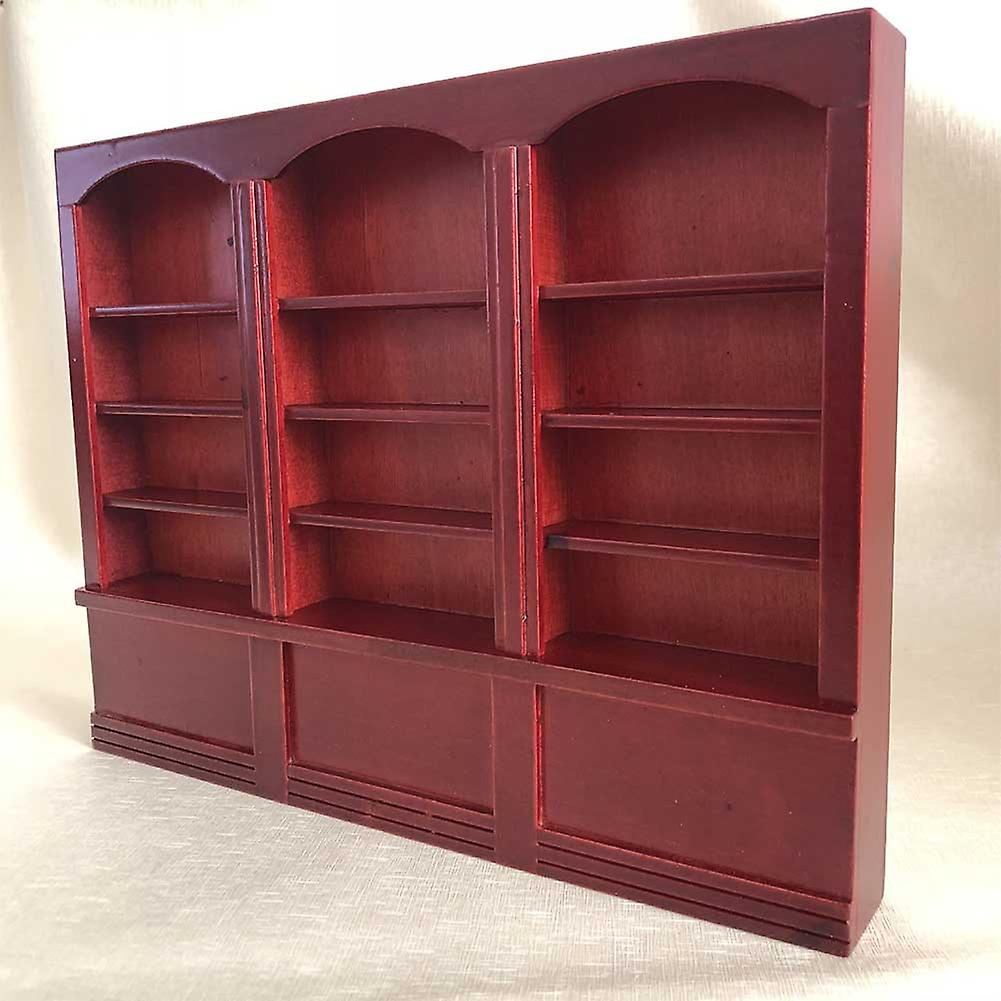 1:12 Doll House Accessories Mini Bookshelf Display Cabinet Bookcase Furniture Toy Red Brown