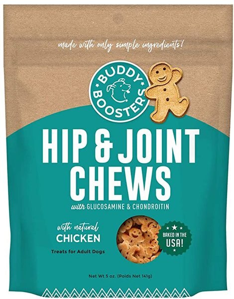 Buddy Biscuits Boosters Hip and Joint Chews Chicken Flavor Dog Treats， 5-oz bag