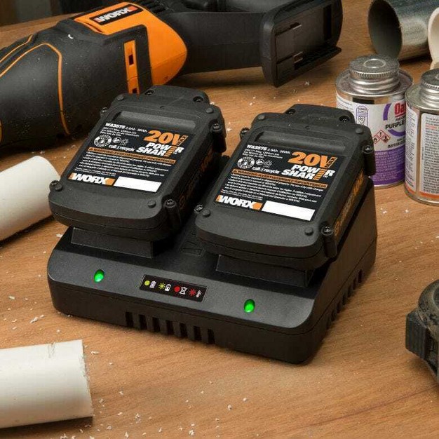 Worx Wa3770 Power Share 20v amp 18v Li ion Dual Port Battery Quick Charger