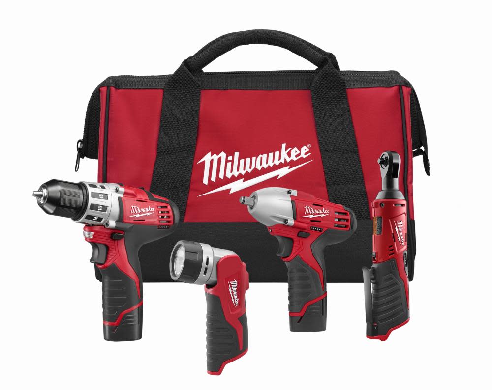 Milwaukee M12 Cordless Lithium-Ion 4 Tool Combo Kit 2493-24 from Milwaukee