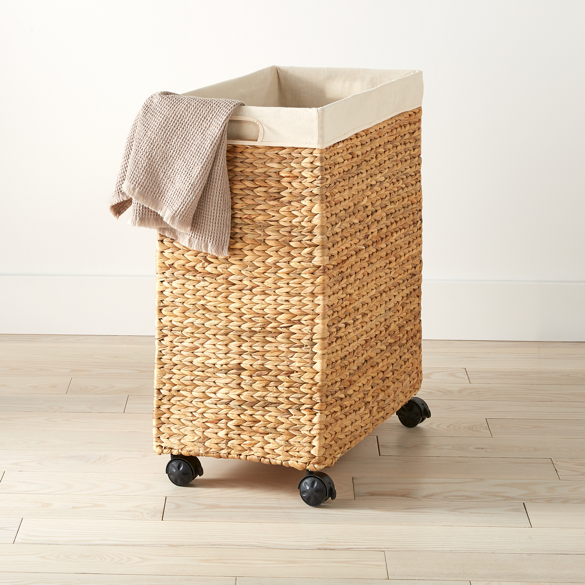 Water Hyacinth Rolling Laundry Cart