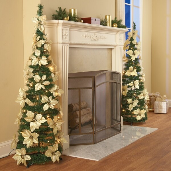 White Pull Up Poinsettia Christmas Tree