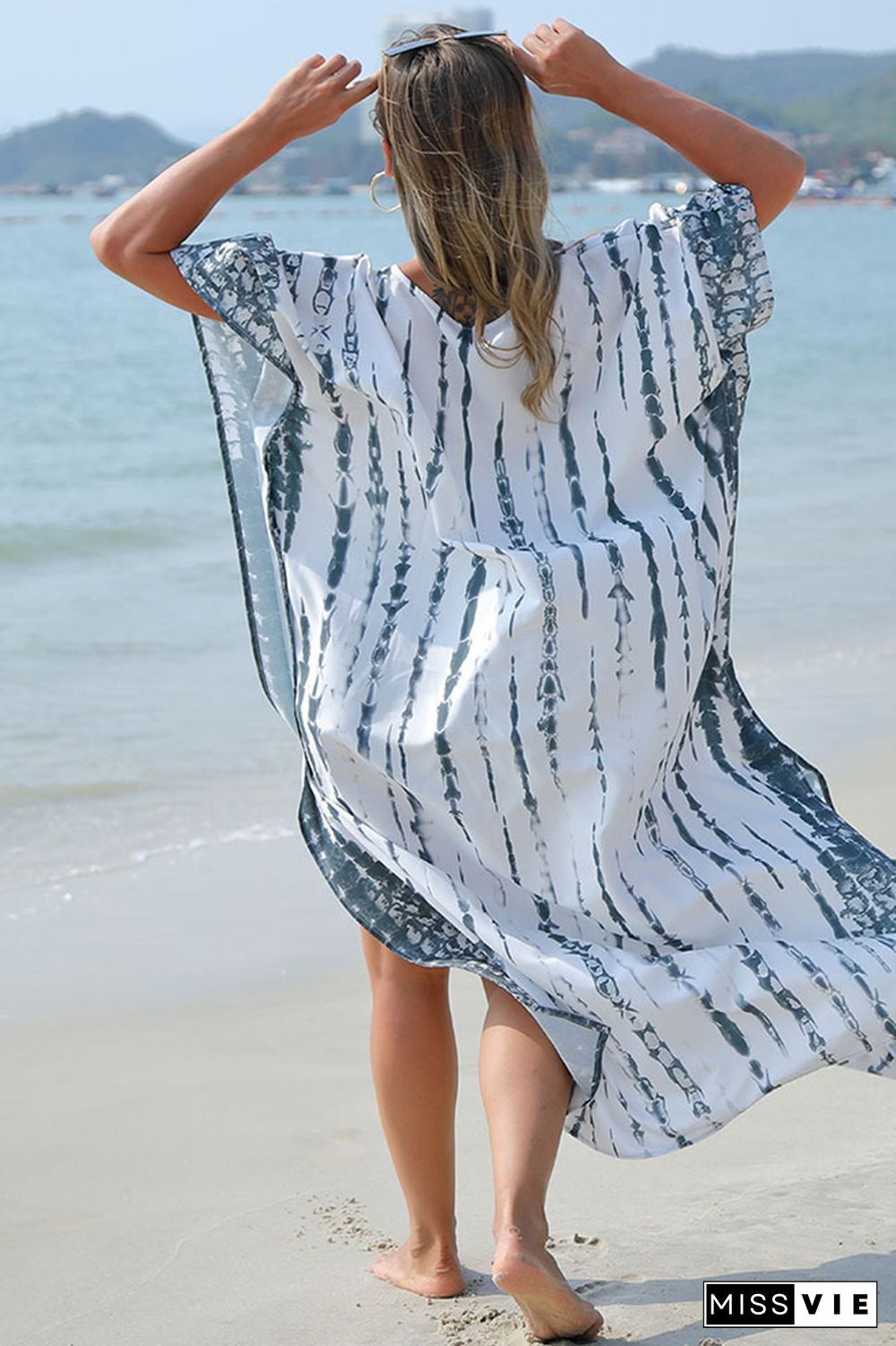 Tie Dye Print Beach Cover Up Kimono