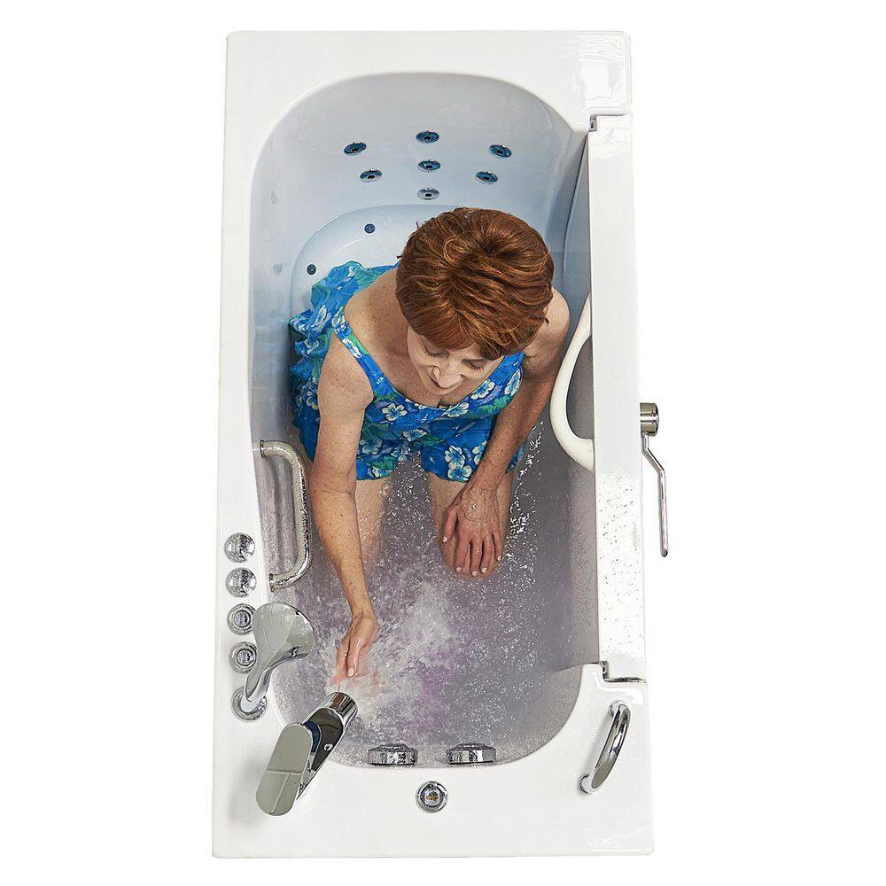 Ella Wheelchair Transfer 26 52 in. Walk-In Whirlpool Bathtub in White with Independent Foot Massage Fast Fill Faucet LHD OLA2652HH2PL