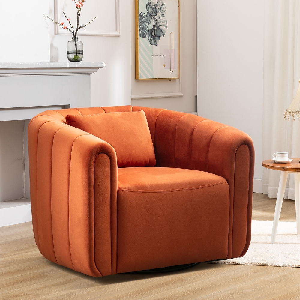 Swivel Accent Chair with Plump Pillow for Living Room and Bedroom