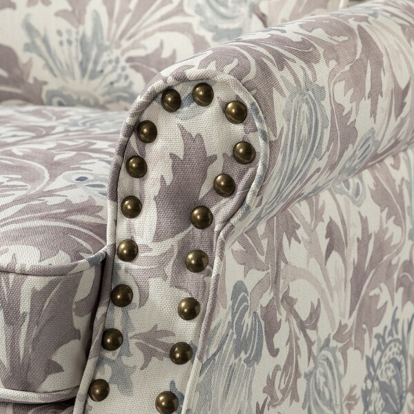 Nyctelius Traditional Nailhead Trim Accent Armchair with Floral Pattern Set of 2 by HULALA HOME