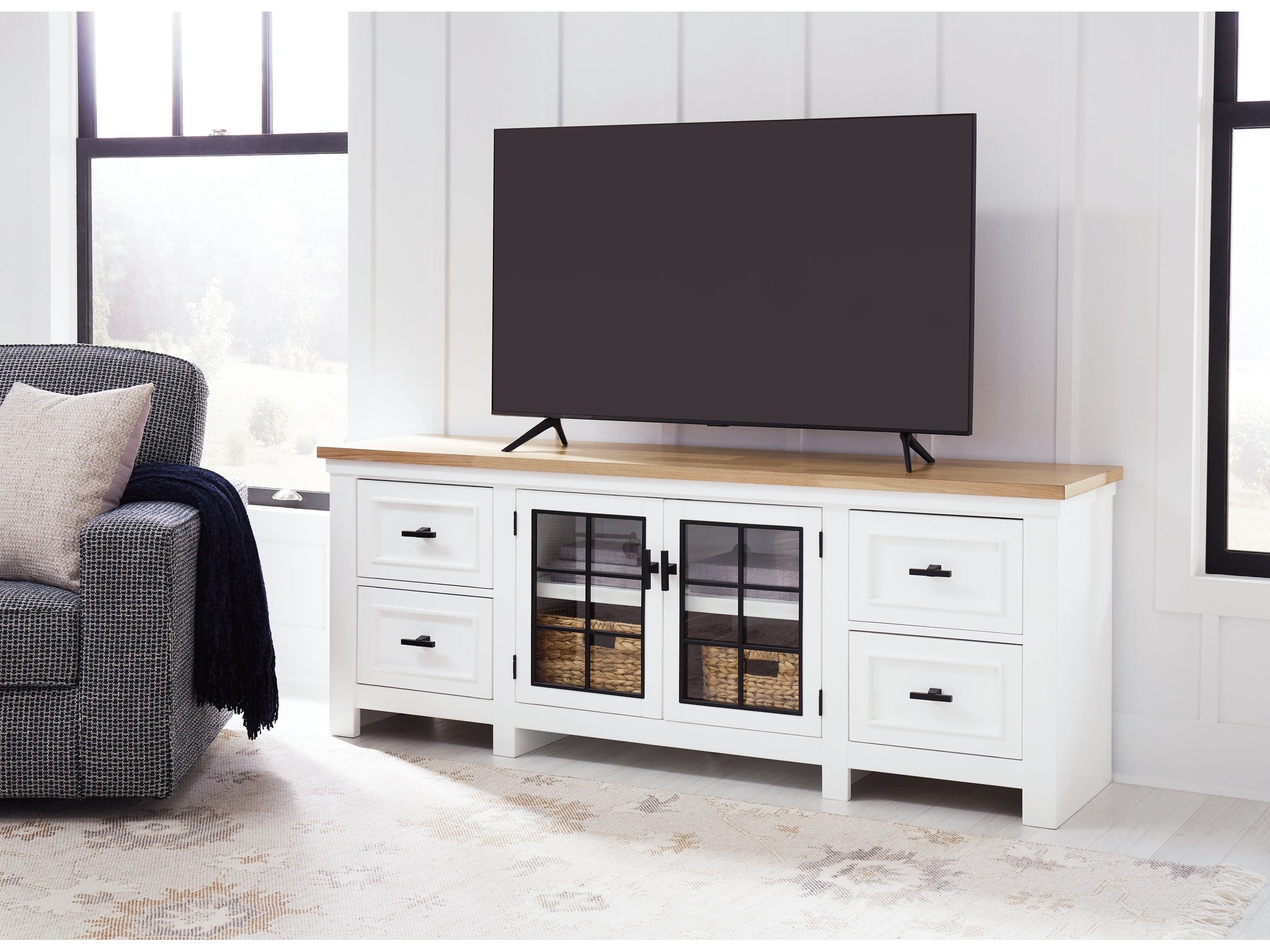 (Online Special Price) Ashbryn White/Natural 74 TV Stand