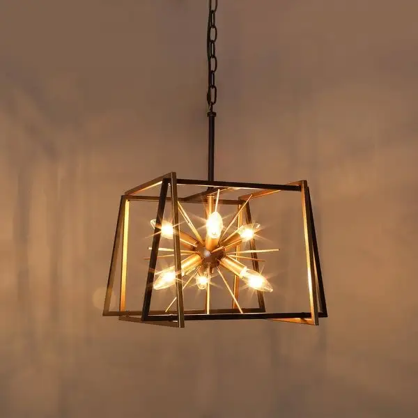 Modern Farmhouse 6/12-Light Black Gold Sputnik Chandelier Geometric Island Lights for Kitchen Shopping - The Best Deals on Chandeliers
