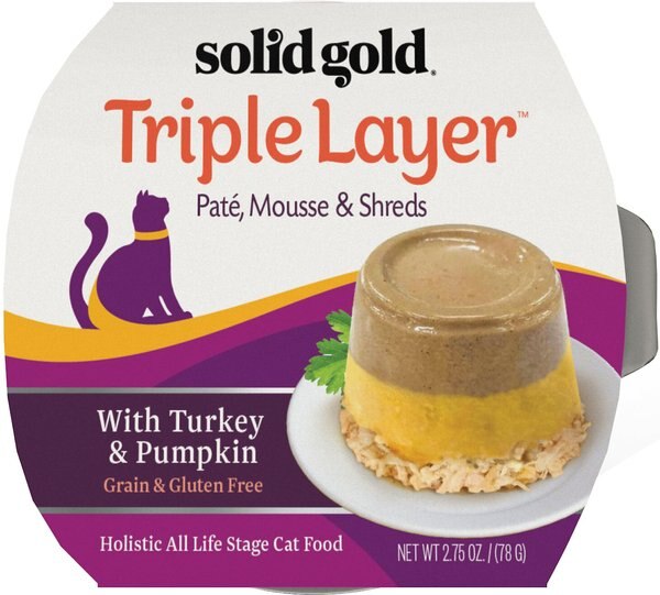 Solid Gold Triple Layer Mousse and Shreds with Real Turkey and Pumpkin Wet Cat Food