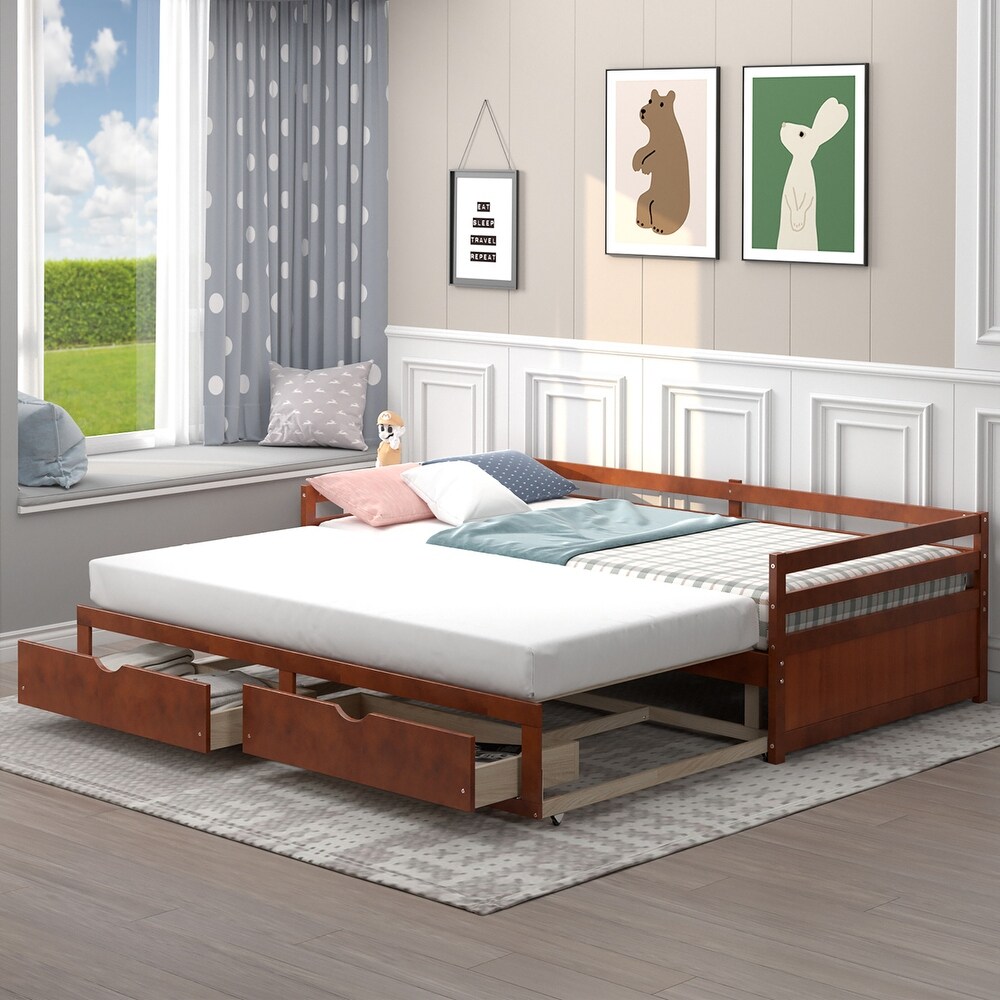 Costway Twin to King Daybed with 2 Drawers Wooden Sofa Bed for   See Details