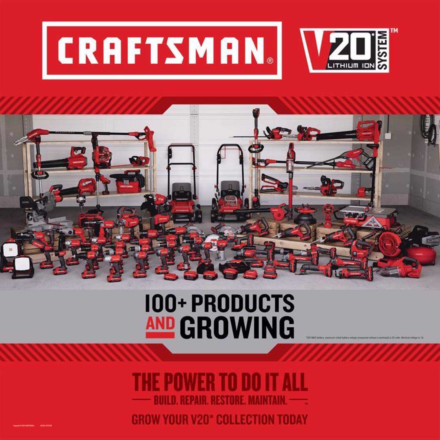 Craftsman V20 10 in. H 3 speed Misting Fan