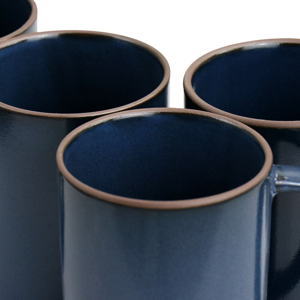 Gibson Elite Dumont 4 Piece 17oz Terracotta Mug Set in Navy Blue   17 oz