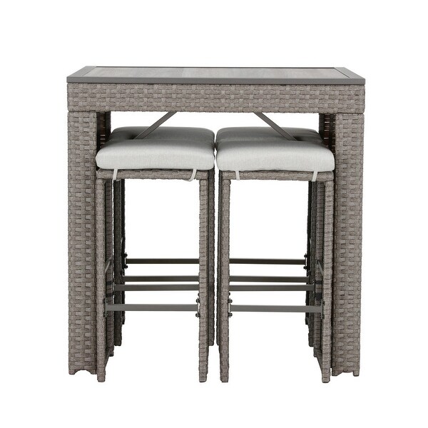 Patio Festival 5Piece Outdoor Patio Wicker/Rattan Bar Set