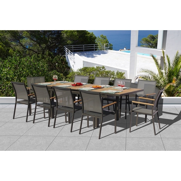 Essence Dark Gray 11Piece Aluminum Dining Set w/ Sling Set in Pewter