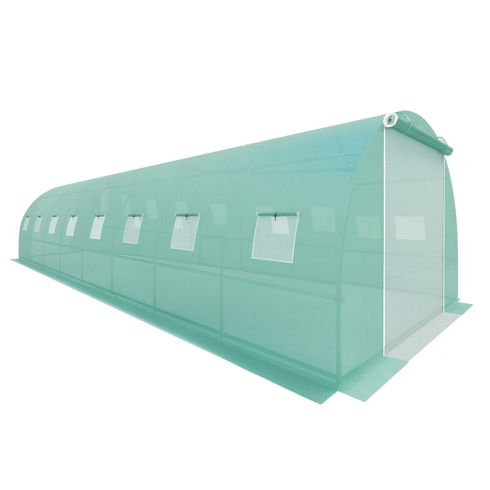 Aoodor Galvanized Pipe and PE Walk in Tunnel Greenhouse 26 FT x 10 FT x 7 FT   26'×10'×7'