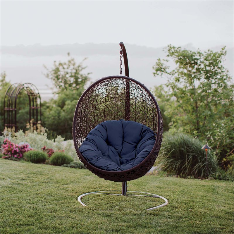 Afuera Living Patio Swing Chair in Navy   Hammocks And Swing Chairs   by Homesquare  Houzz