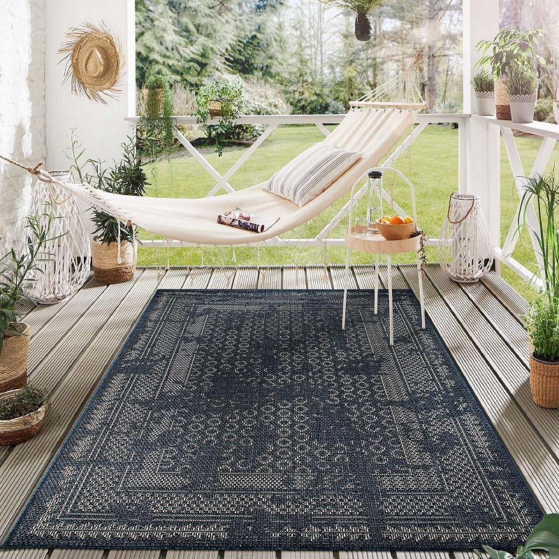 World Rug Gallery Bohemian Border Indoor Outdoor Area Rug