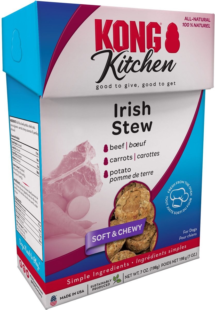 KONG Kitchen Irish Stew Grain-Free Beef Chewy Dog Treats， 7-oz box