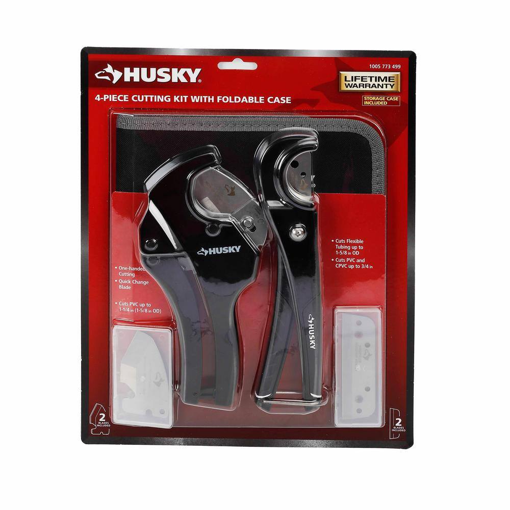 Husky 4-Piece PVC Cutting Kit with Foldable Pouch and Replacement Blades 90279