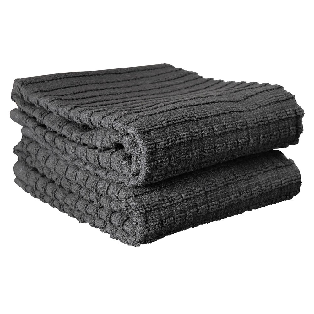 Royale Solid Graphite Cotton Kitchen Towels (Set of 2)