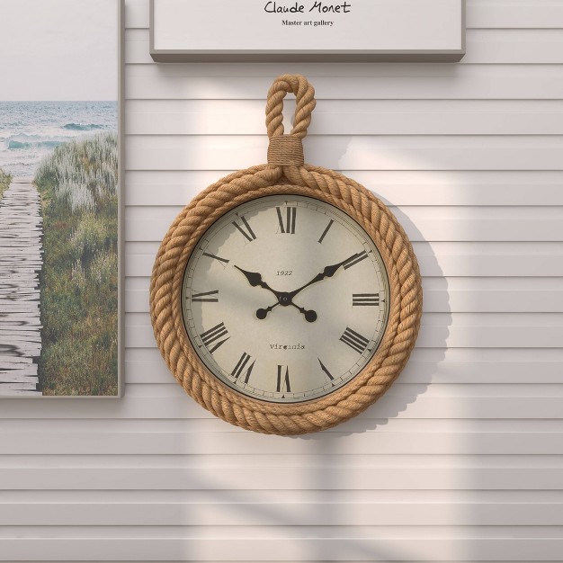 Jute Wall Clock With Rope Detailing Beige Olivia amp May