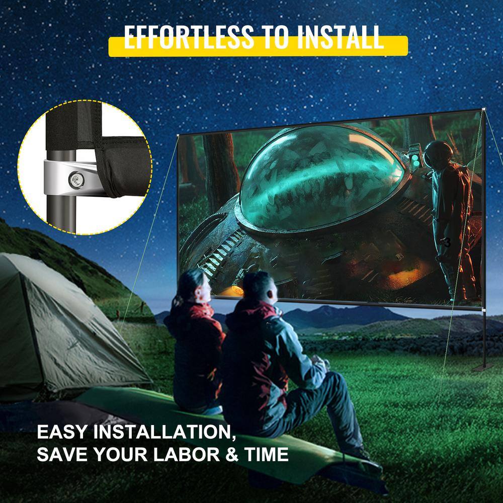 VEVOR 180 in. Movie Screen with Stand Portable Projector Screen 16:9 4K HD Wide Angle Outdoor Movie Screen with Storage Bag DSTPMYC180WDPDVTFV0