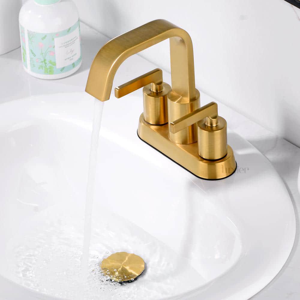 LUXIER 4 in Centerset 2Handle Bathroom Faucet in Brushed Gold