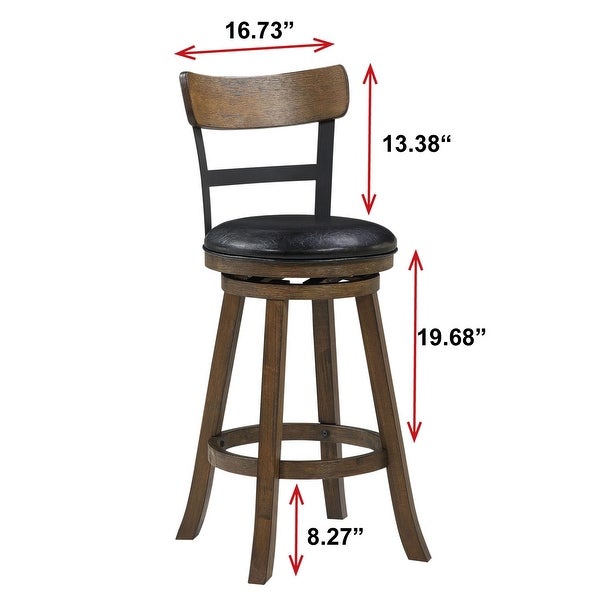 42.5 Walnut Brown and Black High Back Bar Stool with Swivel Seat