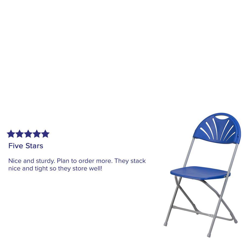 Carnegy Avenue Blue Plastic Seat Metal Frame Outdoor Safe Folding Chair CGA-LE-204032-BL-HD