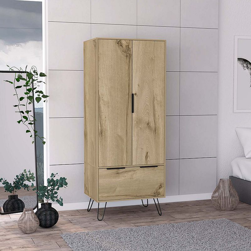 Nuvo Closet， Double Door Cabinet， One Drawer， Hairpin Legs