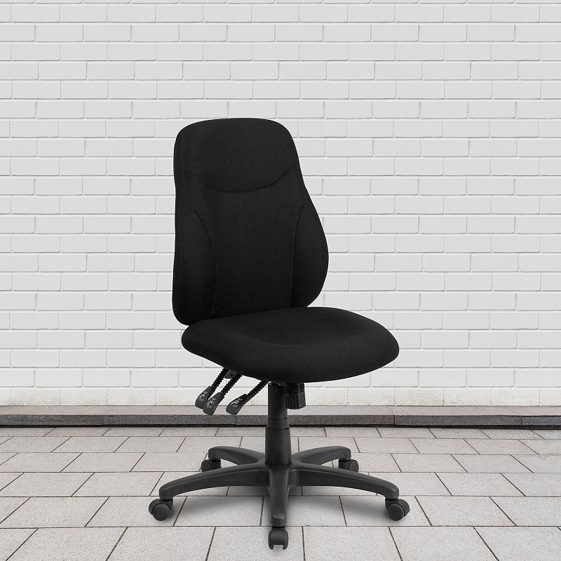 Emma and Oliver Mid-Back Black Fabric 1.5 Back Adjustment Ergonomic Task Office Chair