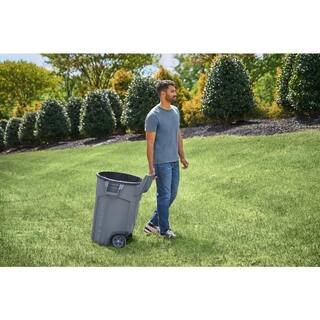 Rubbermaid Commercial Products Brute 44 Gal. Grey Round Vented Wheeled Trash Can 2131928