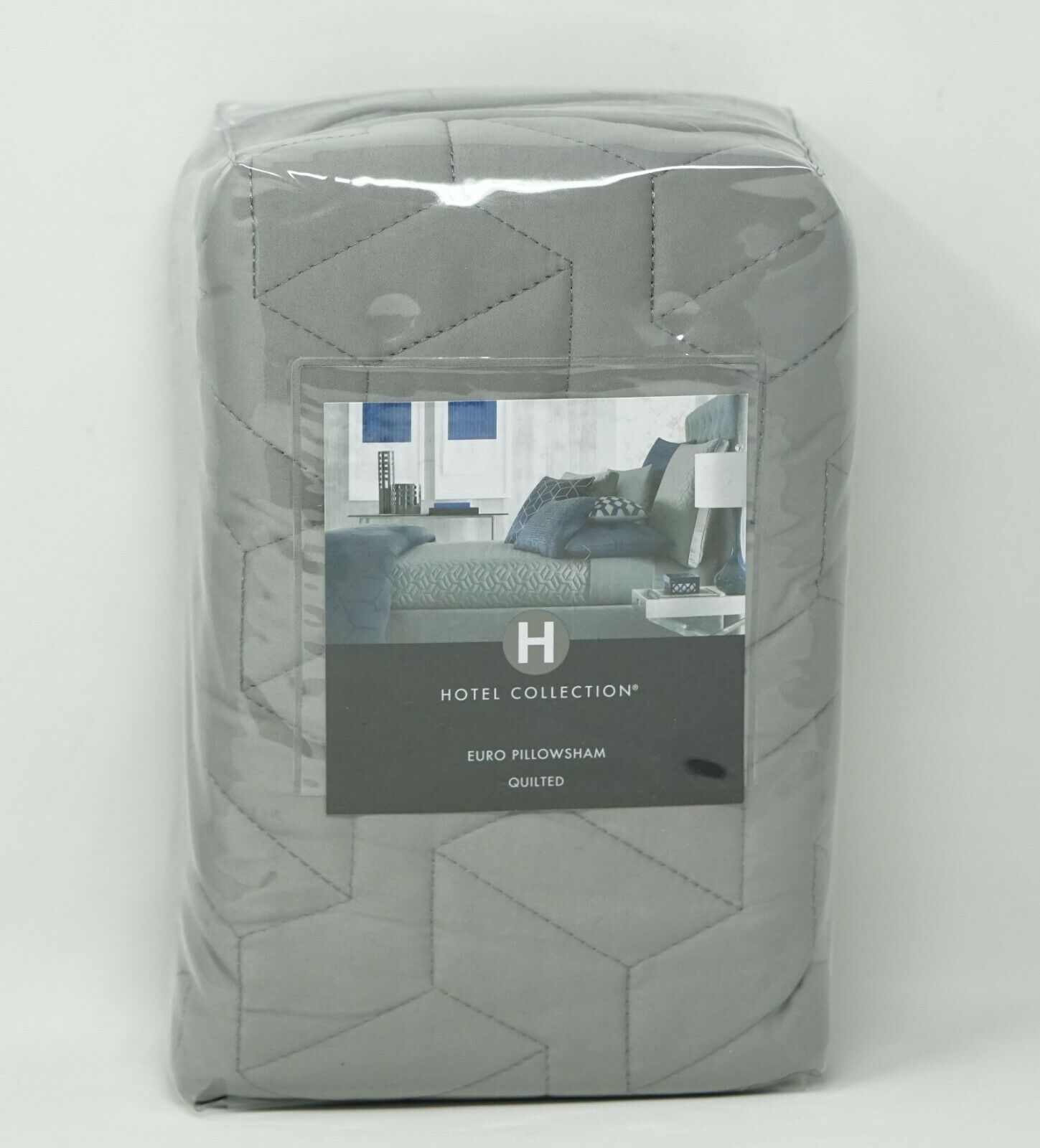 Hotel Collection Cubist Geometric Cotton Blend Quilted Pillow Sham - EURO - Gray