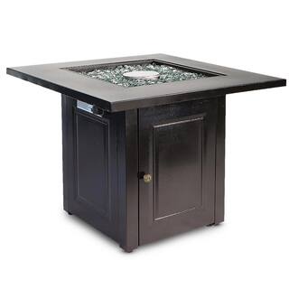 Barton 30 in. x 29 in. Square Aluminum Propane Fire Pit with Fire Glass and Weather Cover 96801-H2