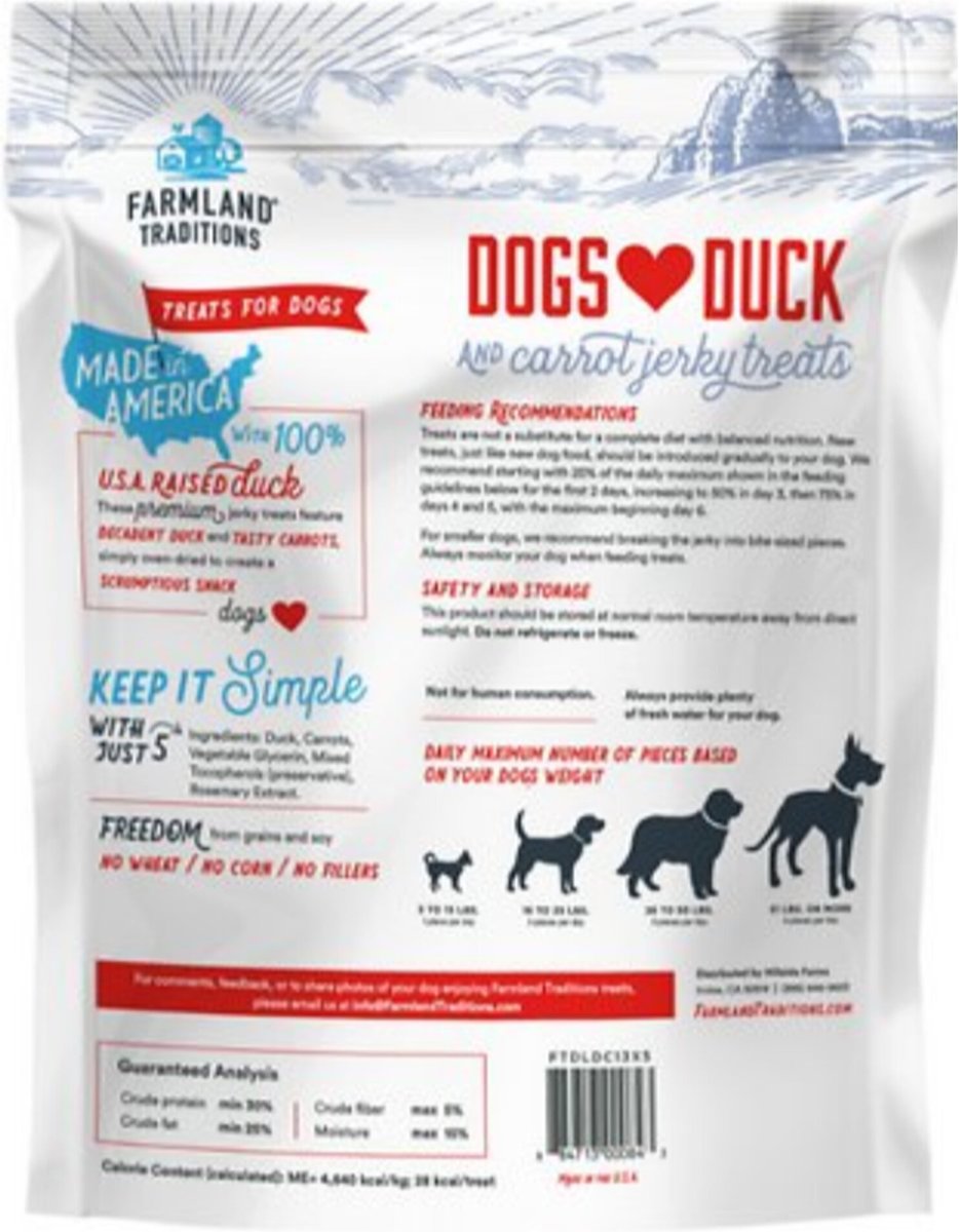 Farmland Traditions USA Dogs Love Duck and Carrots Grain-Free Jerky Dog Treats