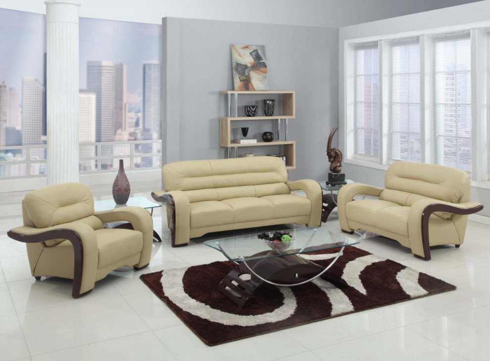 Salvatore Contemporary Premium Leather 3 Piece Set   Contemporary   Living Room Furniture Sets   by Luxuriant Furniture  Houzz