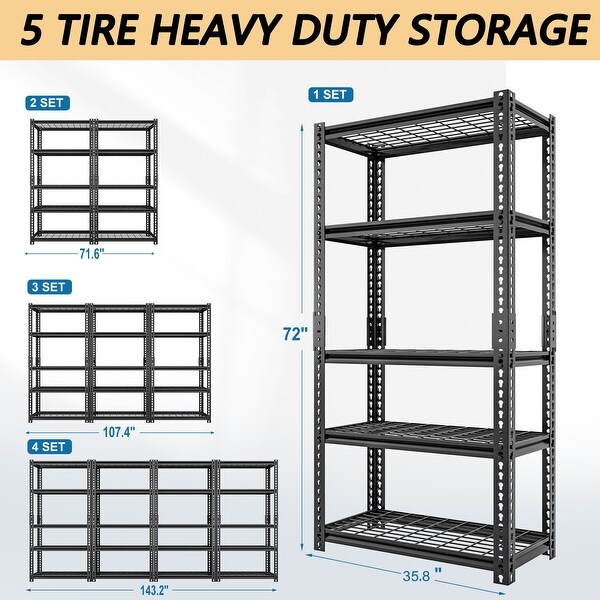 DoCred 5 Tier Heavy Duty Steel Storage Shelving Unit，3 Pack