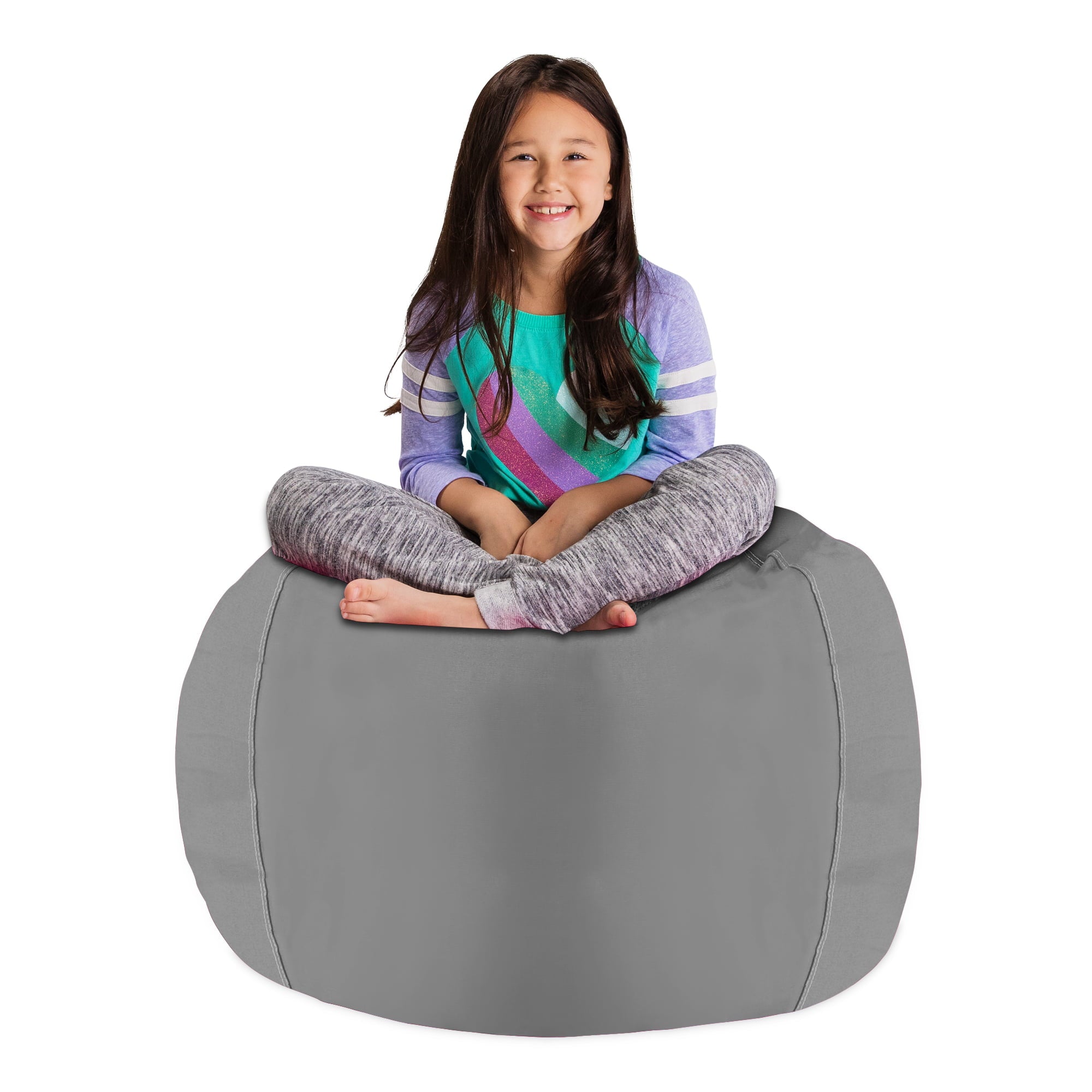 Posh Creations Bean Bag Stuffable Cover - Toy Organizer, Soft Cover, Kids, 3 ft, Gray