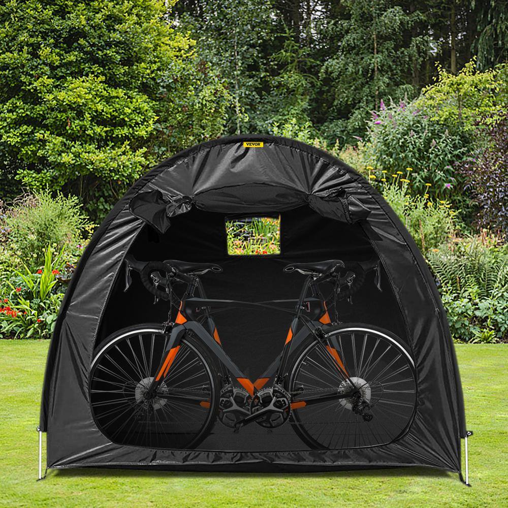 VEVOR Bike Cover 420D Oxford Bike Storage Cover with Carry Bag and Pegs Anti-Dust Bicycle Storage Shed for 2 Bikes Black ZXCCFPHSWBDDW1D6TV0